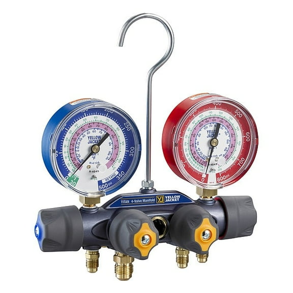 Yellow Jacket Manifold Gauge Set, 3 1/8 in Gauge 49974