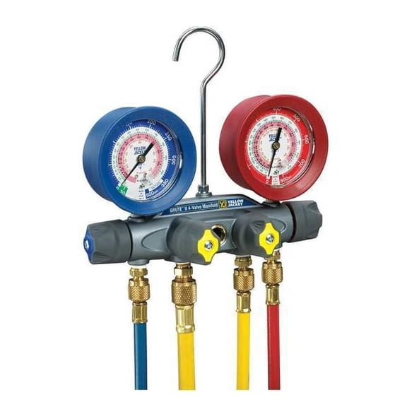 Yellow Jacket Mechanical Manifold Gauge Set,4-Valve 46013