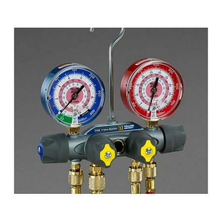 Yellow Jacket Mechanical Manifold Gauge Set,4-Valve 49967