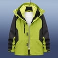 thumbnail image 1 of Yellow Jacket for Men Hooded Zip Up Waterproof Rain Jacket Color Block Windbreaker Fall Winter Men Coat, 1 of 3
