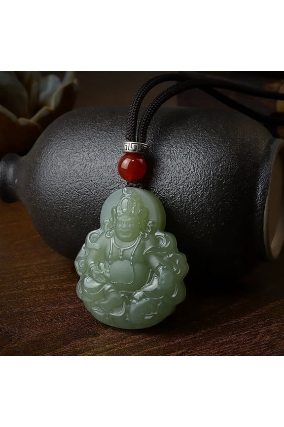 Yellow Jambhala Pendant Necklace Buddhist Amulet for Wealth Zodiac Year Spiritual Protection Talisman Jewelry for Men Women