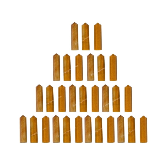 Yellow Jasper Crystal Points Bulk 3 Pcs, Hexagonal Healing Point