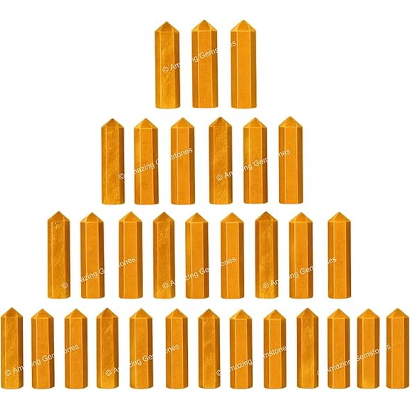 Yellow Jasper Crystal Points, Healing Crystals for Crafts, Crystal Grid, DIY Work (Pack of 3)