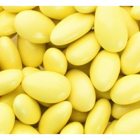 Yellow Jordan Almonds by Its Delish, 2 LBS Bulk Sugared Almond Nut with Sweet Hard Candy Coating - Bulk Wedding Favors, Bridal and Baby Showers, Party Buffets - USA Made, Vegan & Kosher