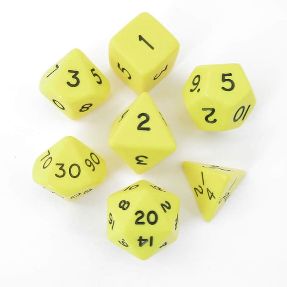 Yellow Jumbo Polyhedral 31mm (1.25in) 7 Piece Dice Set Koplow Game