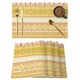 thumbnail image 1 of Yellow Khaki Boho Placemats Set of 8, Vintage Ethnic Tribe Abstract Art Placemats for Dining Table, Place Mats for Kitchen Tabletop, Waterproof Wipeable Dining Table Mats Set, 1 of 9