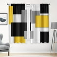 thumbnail image 1 of Yellow Kitchen Curtains 63 Inch Length Geometric Window Curtains Over Sink Set of 2, Black Grey White Curtain for Bedroom Living Room, Modern Abstract Kitchen Decor 42x63 Inch, 1 of 6