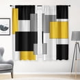 thumbnail image 1 of Yellow Kitchen Curtains 63 Inch Length Geometric Window Curtains Over Sink Set of 2, Black Grey White Curtain for Bedroom Living Room, Modern Abstract Kitchen Decor 42x63 Inch, 1 of 6