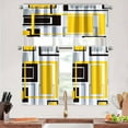 thumbnail image 1 of Yellow Kitchen Curtains Tiers and Valances Set 3 Piece for Windows Grey and Black Kitchen Window Curtains Set,Gold Geometric Modern Art Valances for Living Room(36" Tiers Set), 1 of 5