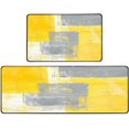 thumbnail image 1 of Yellow Kitchen Mat Non Skid Washable Kitchen Rug Runner Grey and Yellow Abstract Art Painting Kitchen Sink Rug 2 Piece Floor Mats for Home Kitchen 18"X48"+18"X30", 1 of 5