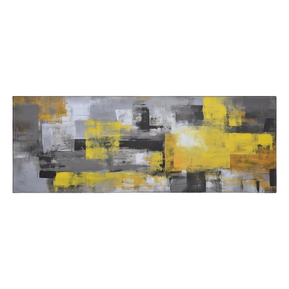 Yellow Kitchen Rug Mat 17 X 47 Inches Modern Abstract Art Painting Kitchen Rugs Washable Non-Slip Kitchen Mats for Floor Yellow Kitchen Decor