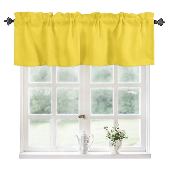 Yellow Kitchen Valances for Windows 42x12 Inch Kitchen Curtains Valances Rod Pocket Pure Yellow Bathroom Window Valances for Window Treatment Decor