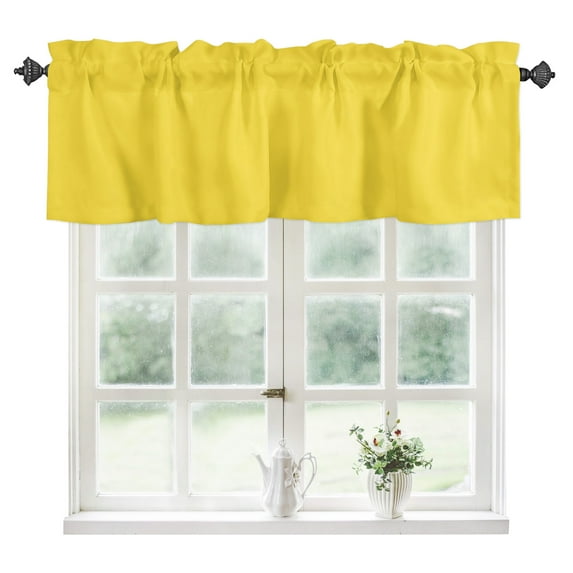 Yellow Kitchen Valances for Windows 60x18 Inch Kitchen Curtains Valances Rod Pocket Pure Yellow Bathroom Window Valances for Window Treatment Decor