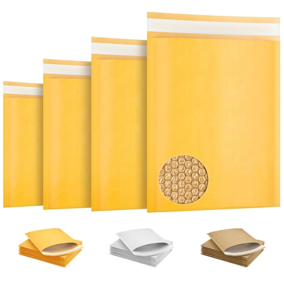 Kraft Bubble Mailers Padded Self Seal Yellow Mailing Envelopes, 250 count, 5 x 9 in