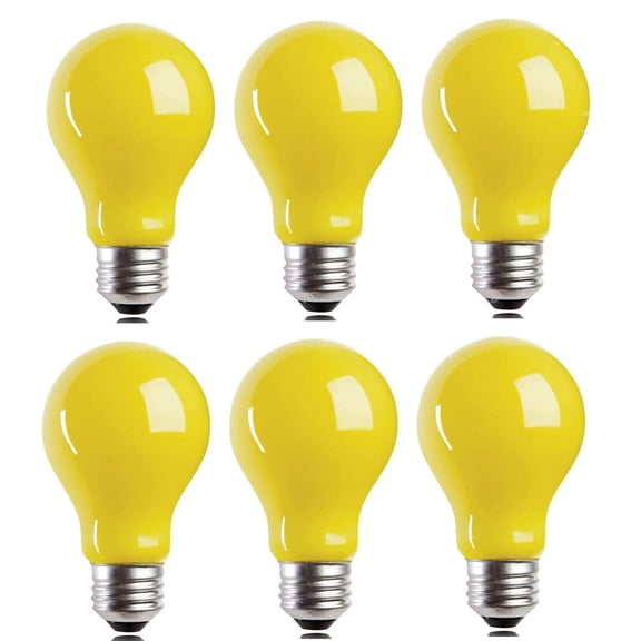 Yellow LED Bug Light Bulbs 3W E26 2000K Amber Glow 6 Pack for Outdoor Indoor Use