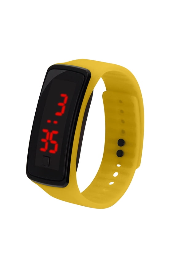 Yellow LED Electronic Watch for Kids with Silicone Strap Backlight Display Fun and Durable for Outdoor Play - Yellow