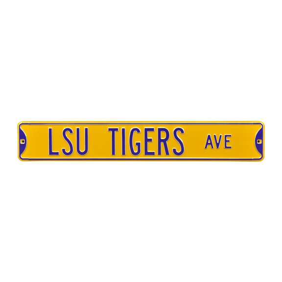 Yellow LSU Tigers 6" x 36" College Ave Street Sign