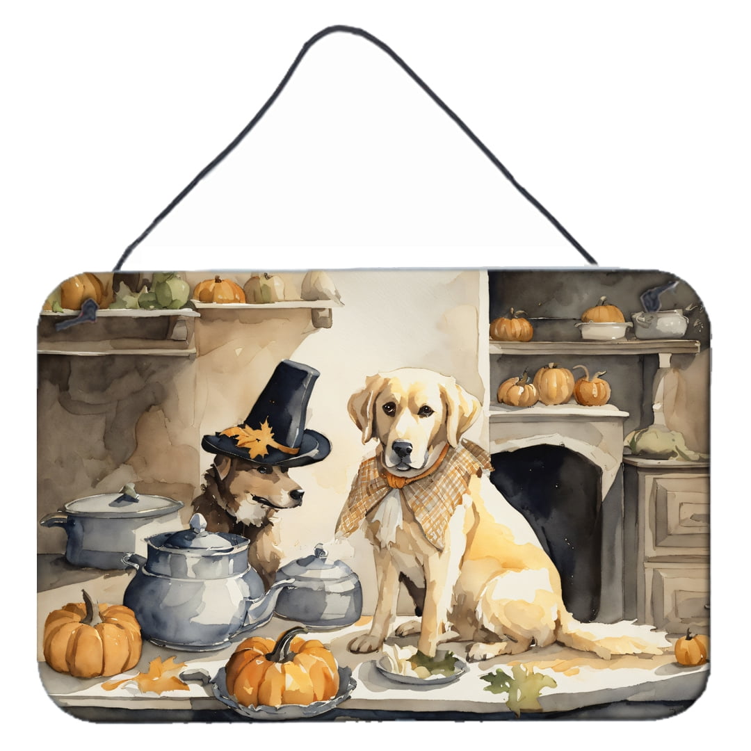 Yellow Lab Fall Yellow Lab Fall Kitchen Pumpkins Wall or Door Hanging Prints 8 in x 12 ...