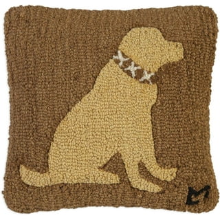 Wool Hooked Throw Pillow, Two Labs, 14 x 20