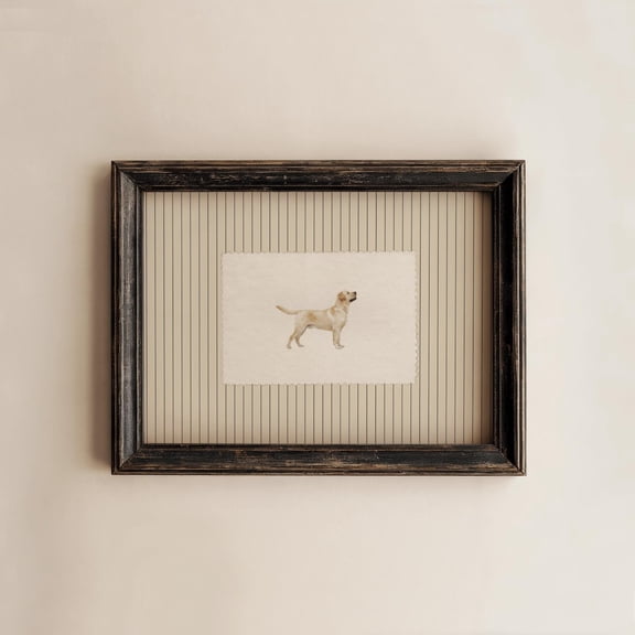 Yellow Lab Vintage Striped Dog Labrador Retriever Pet Animal Cottagecore Poster , Poster Print Only