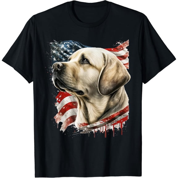 Yellow Lab With The American Flag T Shirt