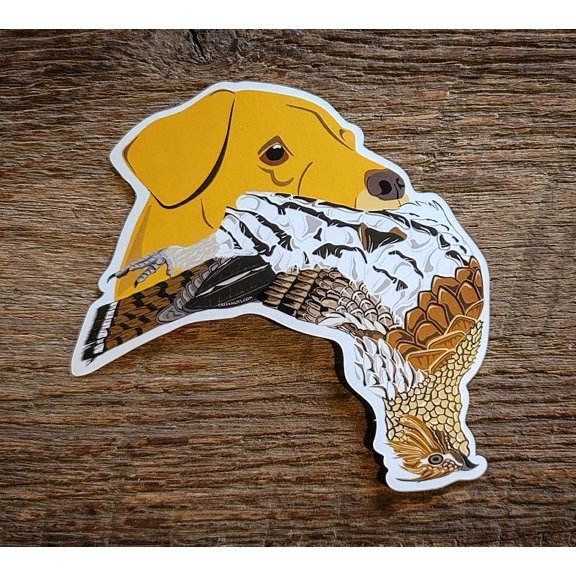 Yellow Lab with Grouse Sticker Decal