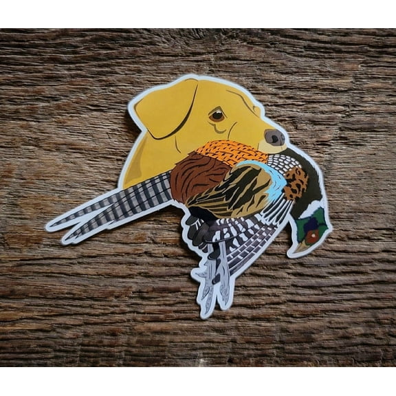 Yellow Lab with Pheasant Sticker Decal