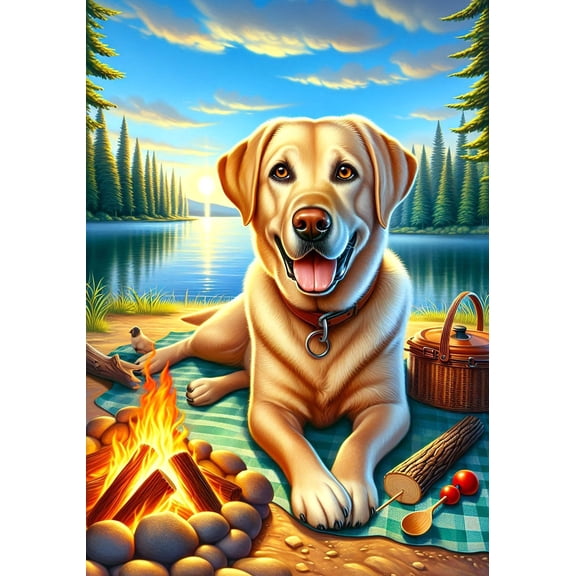Yellow Labrador - Best of Breed DCR Summer Camping Outdoor Garden Flag 12" x 17"