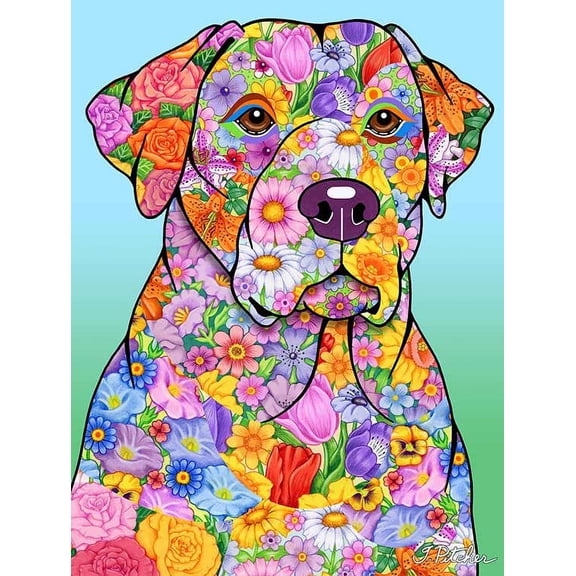 Yellow Labrador - Best of Breed Flowers Design Garden Flag
