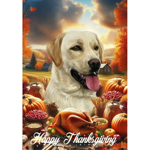 Yellow Labrador - Best of Breed Thanksgiving Outdoor Garden Flag 12" x 17" Mailbox Flag Dog Flag