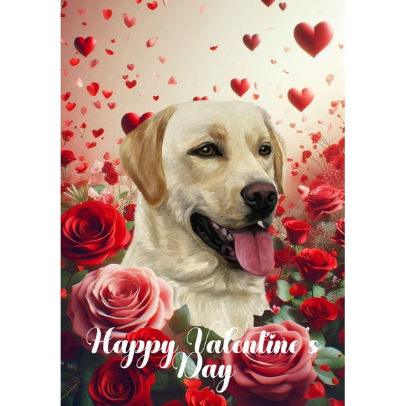Yellow Labrador - Best of Breed Valentines Day Outdoor House Flag 28" x 40" Mailbox Flag Dog Flag
