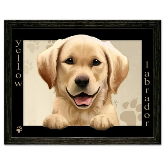 Yellow Labrador Dog by Scott Rogers “Paws on the Picture Frame” 13x10 Framed Art Print