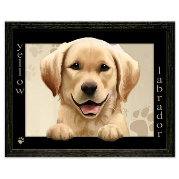 Yellow Labrador Dog by Scott Rogers Paws on the Picture Frame 13x10 Framed Art Print