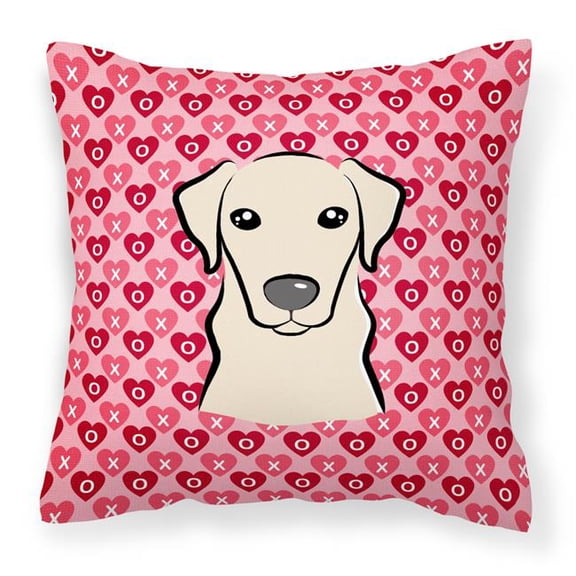 Yellow Labrador Hearts Fabric Decorative Pillow