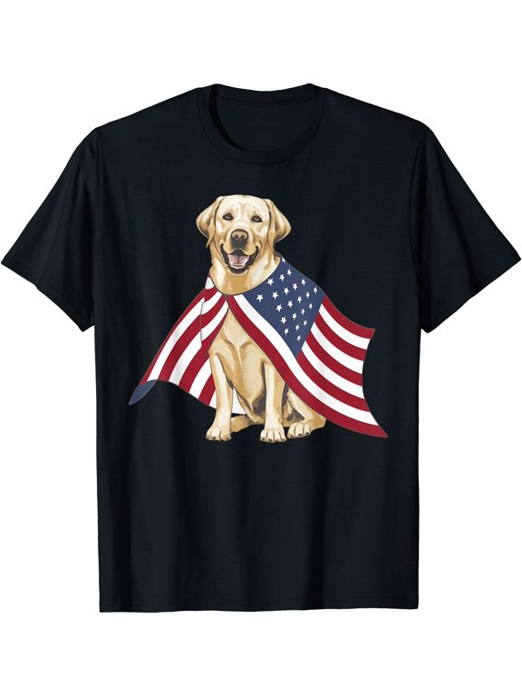 Yellow Labrador Labs Patriotic American Flag Dog 4th of July T-Shirt, Vintage Birthday Gift
