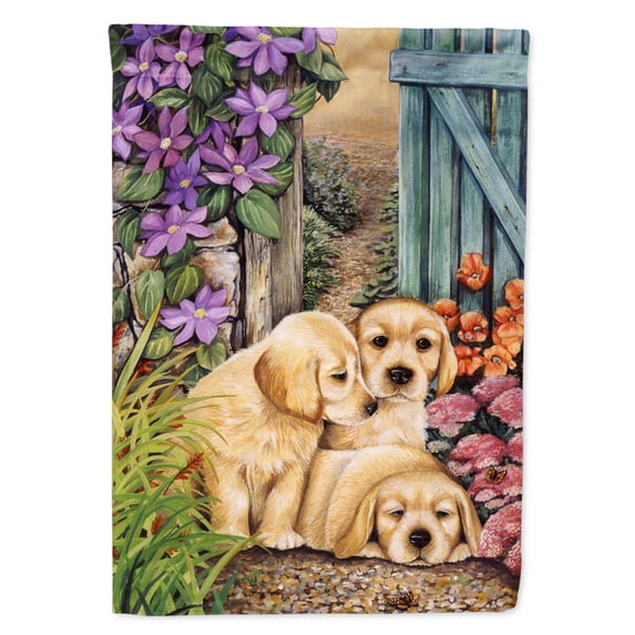 Yellow Labrador Puppies by Lesley Hallas House Flag