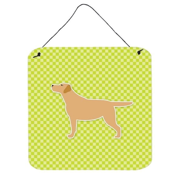 Yellow Labrador Retriever Checkerboard Green Wall or Door Hanging Prints