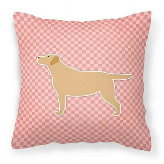 Yellow Labrador Retriever Checkerboard Pink Fabric Decorative Pillow