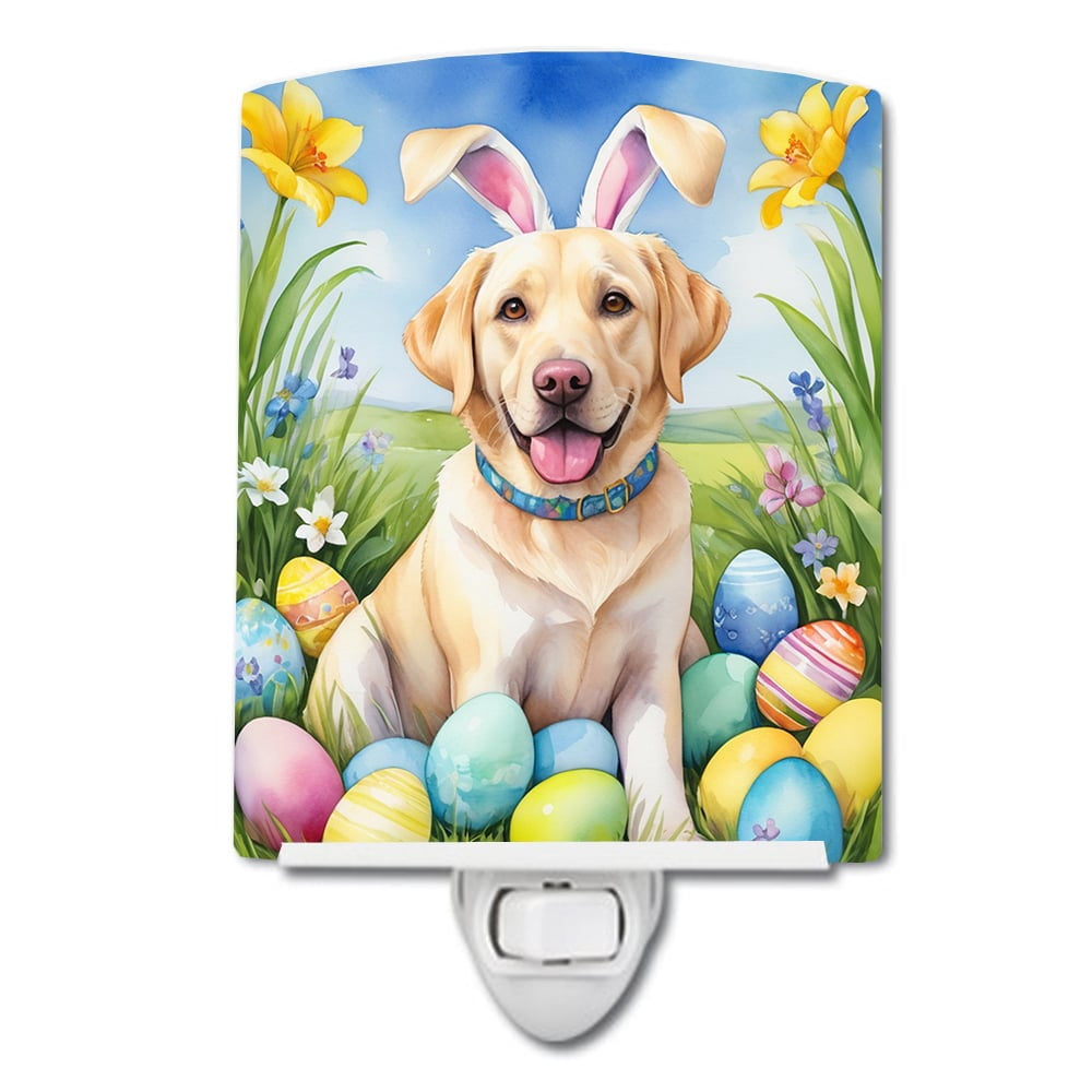 Yellow Labrador Retriever Easter Egg Hunt Ceramic Night Light 4 in x 6 in