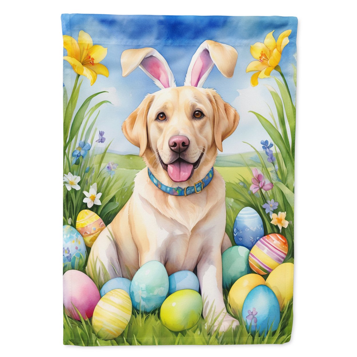 Yellow Labrador Retriever Easter Egg Hunt Garden Flag 11.25 in x 15.5 in