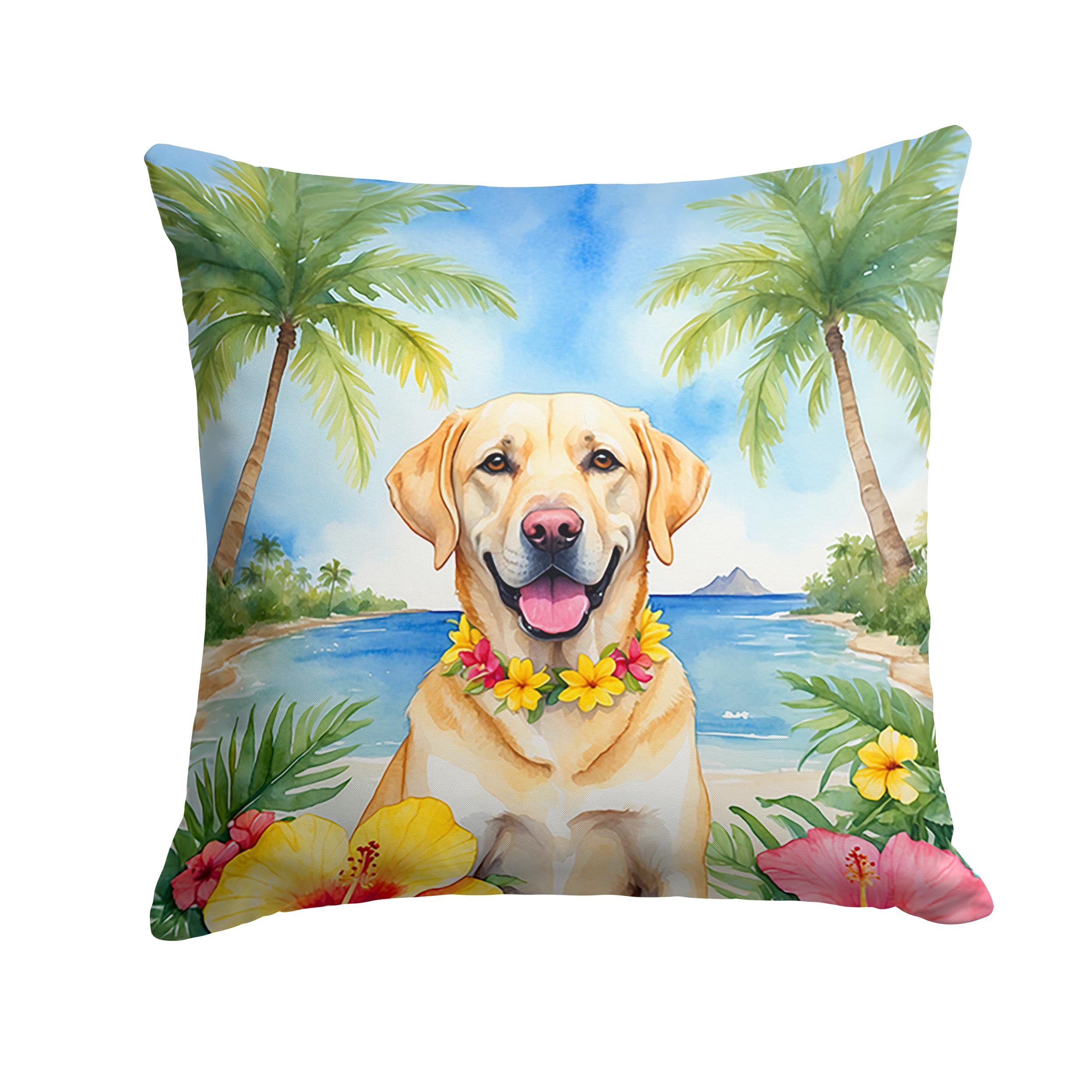 Yellow Labrador Retriever Luau Throw Pillow 18 in x 18 in