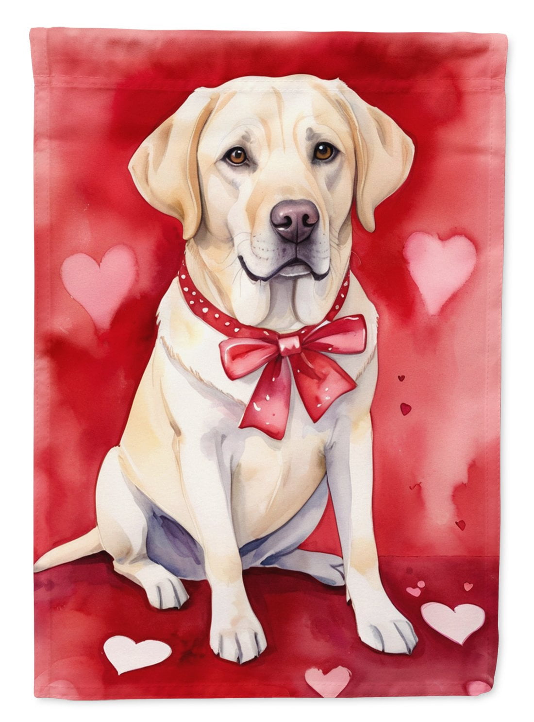 Yellow Labrador Retriever My Valentine House Flag 28 in x 40 in
