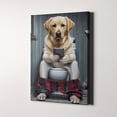 thumbnail image 1 of Yellow Labrador Retriever On Phone On Toilet Funny Bathroom Dog Canvas Wall Art Print, 1 of 4
