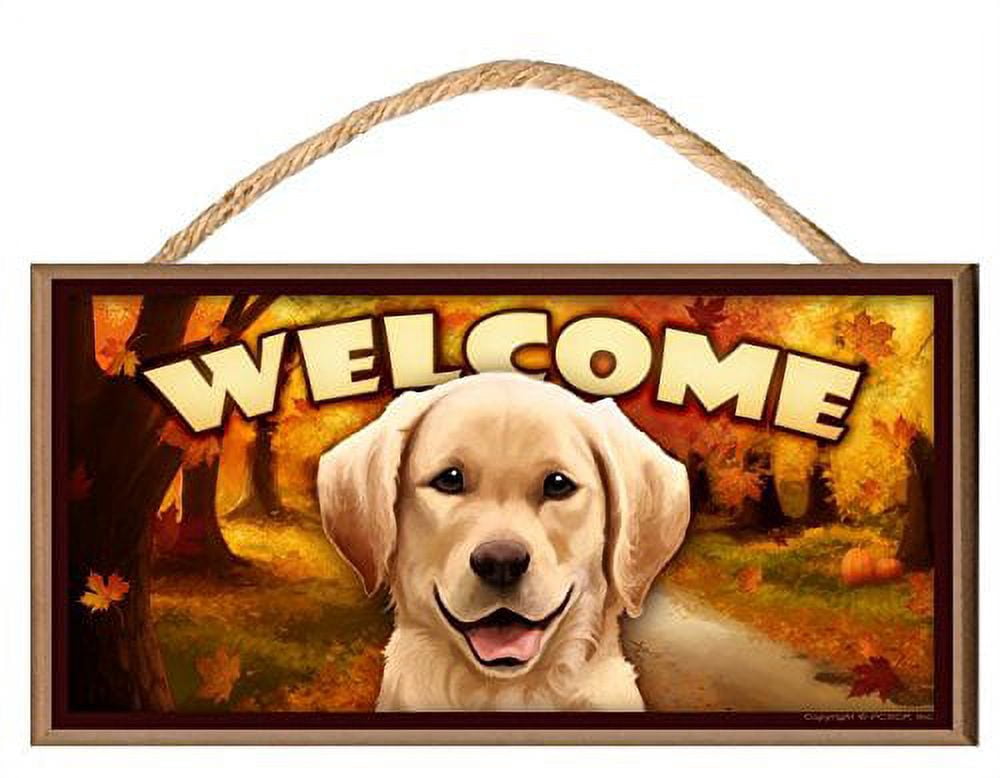 Yellow Lab Fall Yellow Labrador Retriever (Yellow Lab) Dog Sign (Fall / Autumn Season ...