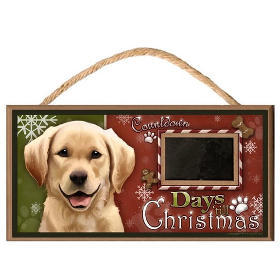 Yellow Labrador Retriever (Yellow Lab) Dog Sign (Holiday Countdown, 10 inches x 5 inches)