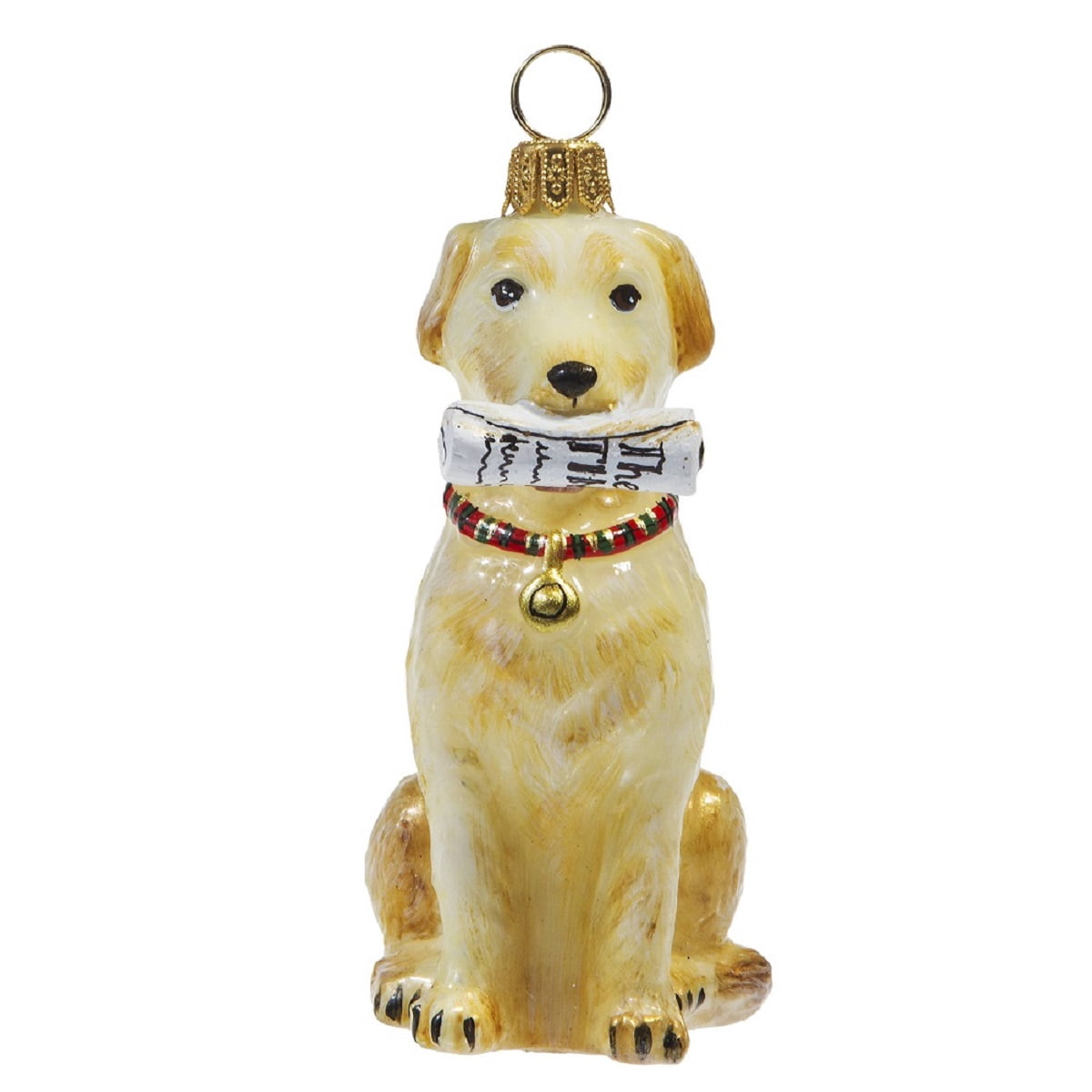 Yellow Labrador Retriever with Newspaper Polish Glass Christmas ...