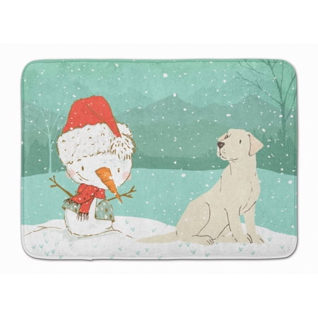 Yellow Labrador Snowman Christmas Machine Washable Memory Foam Mat