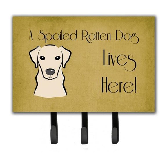 Yellow Labrador Spoiled Dog Lives Here Leash & Key Holder