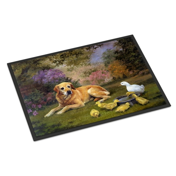 Yellow Labrador and Chicks Door Mat