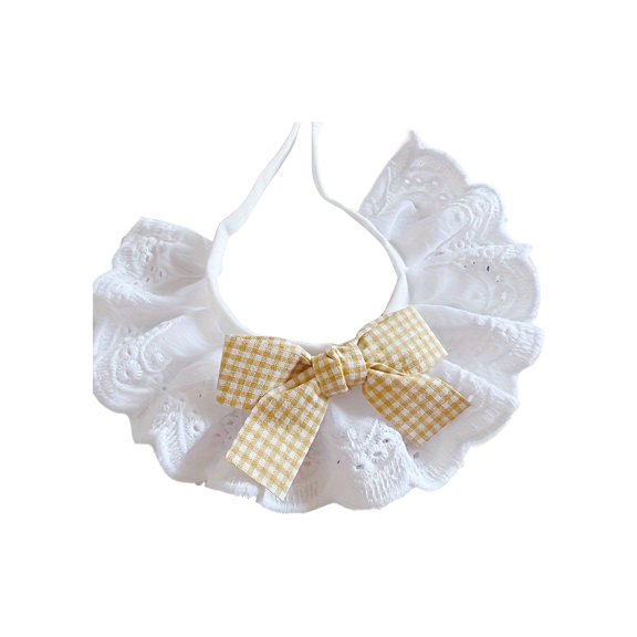 Yellow Lace Pet Bib Scarf Adjustable Drool Catcher For Dogs Cats Waterproof Reversible Fashion Collar Accessory 12 Inch Multiple Colors